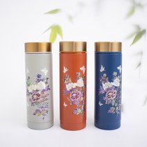 나빌레라 채화목단 자개텀블러 300ml 스테인리스 텀블러 휴대용 물병, 블루