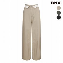 BNX 여성 웨이스트 배색 와이드 팬츠