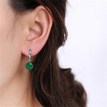 고퀄리티 천연 귀걸이 비취 똑딱이 원석 마노 귀고리 그린 S925