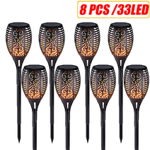3396 led 야외 태양열 불꽃 램프 토치 조명 안전 방수 조명 깜박임 조명 테라스 정원 장식 황혼에 자동, 8pcs 33led, 협력사