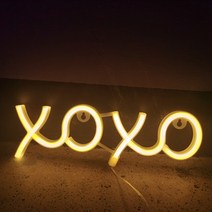 led전광판 XOXO 네온 불빛 LED 편지 인사말 램프 나이트 라이트 장식 장식품 벽 예술 파티 크리스마스 선물 USB 배터리 상자, [02] Warm