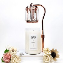 캔들백화점 롱스퀘어 크리스탈 ELSA 캔들워머+소이캔들 대용량 1000ml 대왕캔들 세트, ELSA 로즈골드화이트+도손