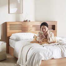 [4000조 돌파!!+최저가선언] 파로마 레아 LED 조명 수납침대 퀸 Q 본넬매트리스포함 퀸침대 수납침대, [MD특별가]오크
