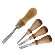우드 핸들 A4mm A6mm A8mm 및 프랑스 스타일로 제작 도구를 절단 4 PC를 가죽 가장자리 Beveler 스카이 빙 경사지 나이프 DIY, 보여진 바와 같이, 하나
