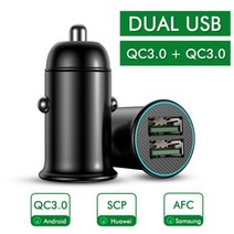 BIYUNFU 듀얼 USB 차량용 충전기 빠른 충전 QC 3.0 유형 C 휴대 전화 PD 60W 어댑터 아이폰 화웨이 Xiaomi 삼성, Dual QC3.0 USB Port