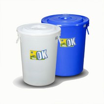 플라스틱통 말통 대형 물통 쓰레기통 드럼통, 40L 블루+덮개