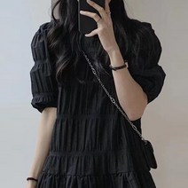 순이들 여성 주름 퍼프 미니 원피스