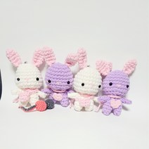 다야핸드 뜨개 토끼인형 키링, 연회색