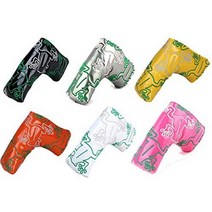 일본직발송 9. セレクトプラザ 골프 헤드 커버 퍼터 커버 개구리 자수 에나멜 가죽 핀 타입 가능 검정 흰, 하크