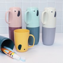 휴대용 칫솔 케이스 양치컵 세트 코끼리 칫솔 꽂이 거치대 보관함 욕실 소품 어린이집 유치원 초등학교 여행용 단체 행사 답례품, 빅코끼리_칫솔케이스(민트)