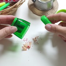 미니 휴대 컬러 투명 색연필 연필 깎이 2구 연필깎이