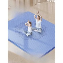 초대형 더블 요가 매트 방음 에어로빅 댄스 홈 두꺼움, 1.블루 200x130cm백팩+스트랩10mm