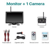 무선후방카메라 Greenyi 무선 tft ​​7 인치 모니터 및 트럭 버스 rv 트레일러 굴삭기 역방향 이미지 12v 24v led 후면보기 카메라 방수, 1 카메라
