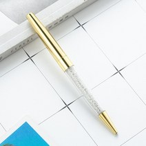 10Pcs 로즈 골드 펜 블링 다이아몬드 블랙 블루 잉크 크리스탈 볼펜 반지 웨딩 사무실 금속 롤러 로고 이름, 02 Gold_01 Black