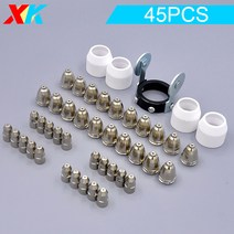 프라즈마 절단기 산소절단기 플라즈마절단기 PLGK100 플라즈마 절단 토치 소모품 호환 P80 노즐 및 전극 브래킷 가이드 휠 포함 80A 100A, 4.17mm - 45pcs