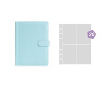 드로잉 패드 액정 타블렛 전자 노트 80 포켓 a5 6 링 가죽 바인더 포토 카드 20pcs 슬리브 북 일기 사진 앨범 메모장 kawaii 폴더 귀여운, 에이5, 푸른