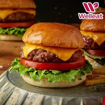 [웰리트(Welleat)] 100% Beef 정통 미국식 수제 치즈 햄버거 밀키트 770g (3인분)