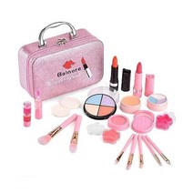 발노어 34pcs 메이크업 장난감 키트 워셔블 세트 휴대용 박스 포함 아이섀도우 립스틱 리퀴드 파운데이션 매니큐어 가발 로얄 크라운BGSL, 21pcs 여아 키즈 메이크업 키트