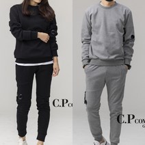 (커플추천)컴파니 맨투맨 조거팬츠 트레이닝복 세트 넥라인 로고 cp컴퍼니 등산 테크팩