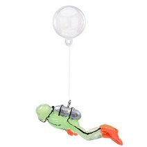 어항꾸미기 Floating Aquarium Decorations Glow-in-the-dark Fish Tank Diver Decoration Small Decor Underwat, [02] Green