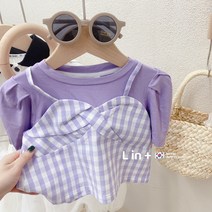 PigPug 여성복 서양 패션 한국 아동복 22 여름 서양 어린이 티셔츠 스커트 공주 투피스