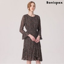 보니스팍스 보니스팍스 페미닌 프린트 밑단 플리츠 원피스-MF69OP082