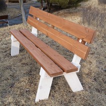 [이베스타] 보급형등벤치의자, 오크+화이트1800mm