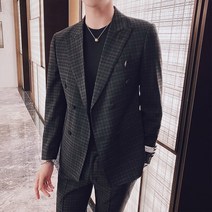 남자 체크 블레이저 글렌체크 겨울 체크자켓 정장 정장 격자 무늬 양복 신랑 웨딩 드레스 최고의 정장 어 패션 캐주얼