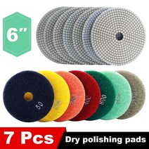 6 인치 다이아몬드 연마 패드 150mm 건식 및 습식 연마 화강암 대리석 엔지니어 스톤, 03 Grit-100