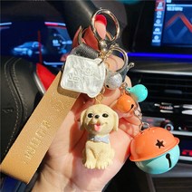 KORELAN 레드 성격 행복한 애완 동물 퍼그 개 키 체인 셰리나 소녀 하트 가방 펜던트 가방 펜던트, 해피 몽펫 라브라도 + 까투리 끈 + 오렌지 그린 벨