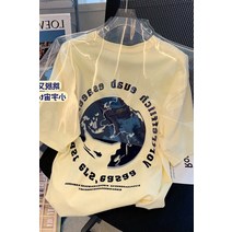 새는 것을 줍다 전문점 철회함 잔품명세서 마름질 여성의류 여름 와이드 루즈핏 프린팅반팔티셔츠 디자인감각