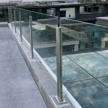 강화유리난간대 포스트 베란다 계단 펜스 유리난간대, 블랙 1050mm(팔걸이 포함)