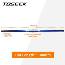 카본핸들바 핸들바 카본 자전거 일체형 TOSEEK WCS 황갈색 탄소 섬유 MTB 스템 318mm 바 부품 580mm 760mm, Falt740mm