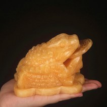 와이유 풍수 두꺼비 천연황옥금두꺼비삼족옥조금매미금두꺼비사무실풍수재모집공예품, 길이 15CM(송나무자리)