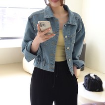 데일리앤 던스 여성 캐주얼 데님 크롭 청자켓 봄 가을