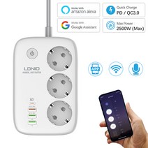 LDNIO SG스마트 와이파이 멀티탭 멀티탭 원격제어 플러그 3구 콘센트+TypeC+3구, 화이트