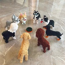 강아지 나노 블록 반려견 피규어 푸들 닥스훈트 리트리버 웰시코기 세퍼트, 허스키
