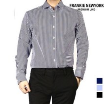 남자 프리미엄 TR 스판 스트라이프 와이드카라 셔츠_IS8S04