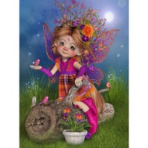 재봉 수예 5D DIY 다이아몬드 그림 큰 눈 소녀 전체 라운드 드릴 장식 키트 라인 석 드로잉 룸 선물, 01 A4709_01 30*40cm
