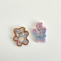 스팽글 곰돌이 테디베어 토끼 레빗 가방 에코백 그립톡 지비츠 만들기 붙이기 diy 부자재, 핀곰돌이