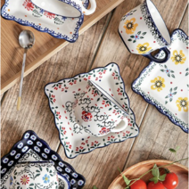 메종오브제 프라카 사각 커피잔 4인 세트, 아이리스+아델리아+옐로우팬지+로즈바인, 4세트