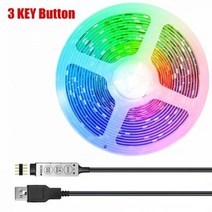 tv 백라이트 모니터 액정 led 라이트바 스트립 조명 5050 rgb 3keys 24keys 44 키 원격 제어 usb 네온 빛 다채로운 배경 장식 홈 조명, USB 3키, 방수되지 않음, 20m
