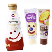 마늘버터스프레드+블루베리잼 +우리아이케찹 (바로발라먹는/바로짜먹는/홈메이드방식/설탕대신올리고당/토마토케찹/스위트콘샐러드), 상세설명
