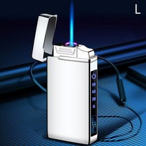 십전십미 USB 충전식 방풍 방수 플라즈마 고급 전기 터보라이터 2in1 가스 라이터 금속, L, 1개