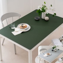 (14colors 11size) 롤로아 100% 방수 가죽 식탁보 테이블보, 180x90cm, 양면-1 (Green Gray)