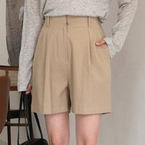 [바보사랑] 여성 두리어 뒷밴딩 핀턱 5부 팬츠 반바지