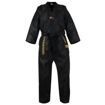 블랙 레드 성인 키즈 태권도 TKD 유니폼 트레이닝 정장 자수 Poomsae 도복 승인, [08] Black