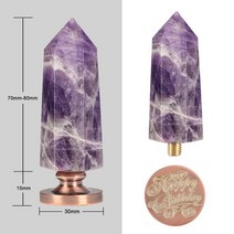 왁스 도장 스탬프 육각형 크리스탈 포인트 프리즘 스톤 핸들 탈착식 구리 헤드 청첩장 봉투