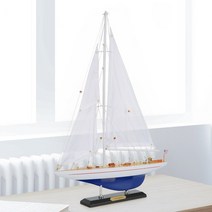요트 모형배 보트 항해 선박 돛대 장식 인테리어 선물, 아메리카 엔터프라이즈 블루요트 38cm