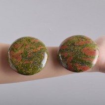 전주 빅핫 마사지 스톤 천연 유나나이트 차크라 팜 힐링 레이키 크리스탈 쿼츠 뷰티 케어 에너지 60mm, 02 2 pcs